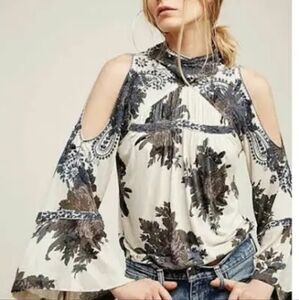 Free People Bainbridge Floral Bell Sleeve Blouse
